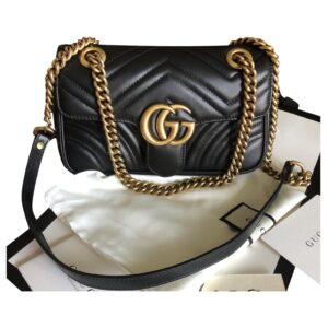 Gucci Marmont Flap Shoulder Black Handbag For Women