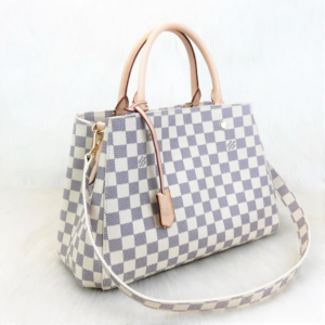 Louis Vuitton Montaigne Damier Azure Leather Handbag