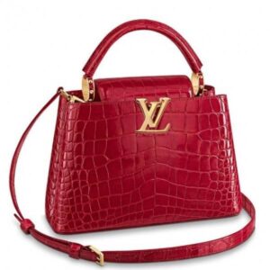 Louis Vuitton Capucines Red Mini Crocodile Women Handbag