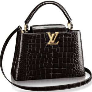 Louis Vuitton Capucines Black Mini Crocodile Women Handbag
